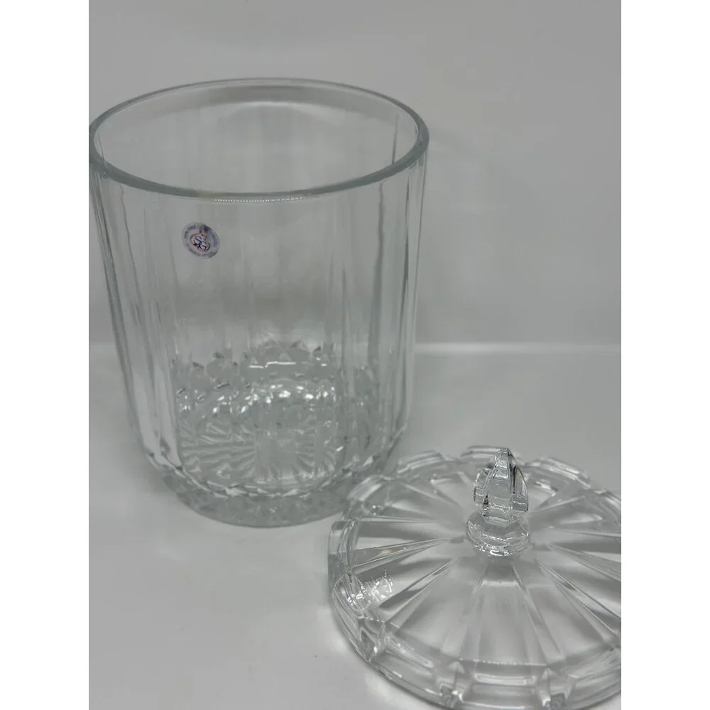 VTG St George Lead Crystal Odyssey Mini Biscuit Barrel Candy Jar Lid‎ England